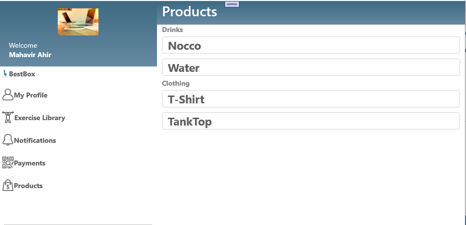 Products in Mobile App